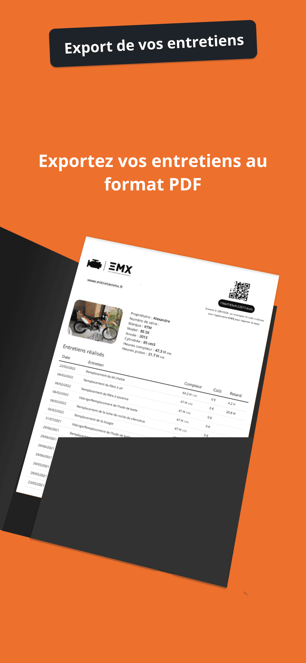 L’application dédiée à l’entretien de votre motocross et enduro